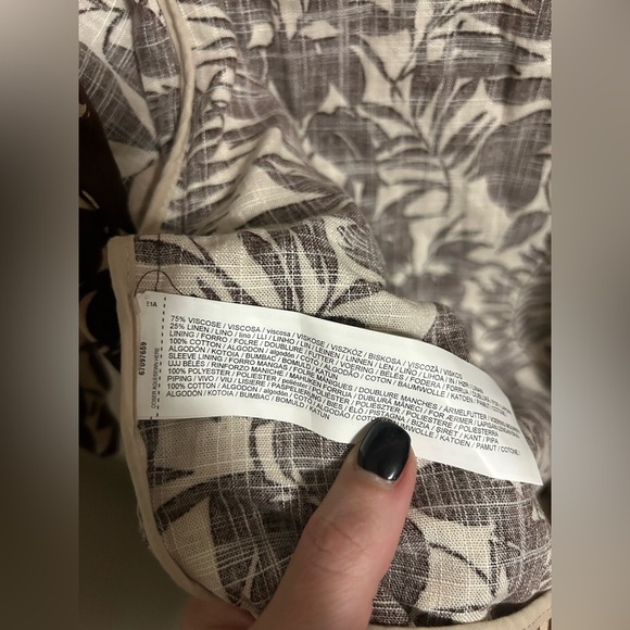 MNG Mango Linen Blend Tropical Print Notch Collar Oversized Blazer XXS NWT - Picture 4 of 6